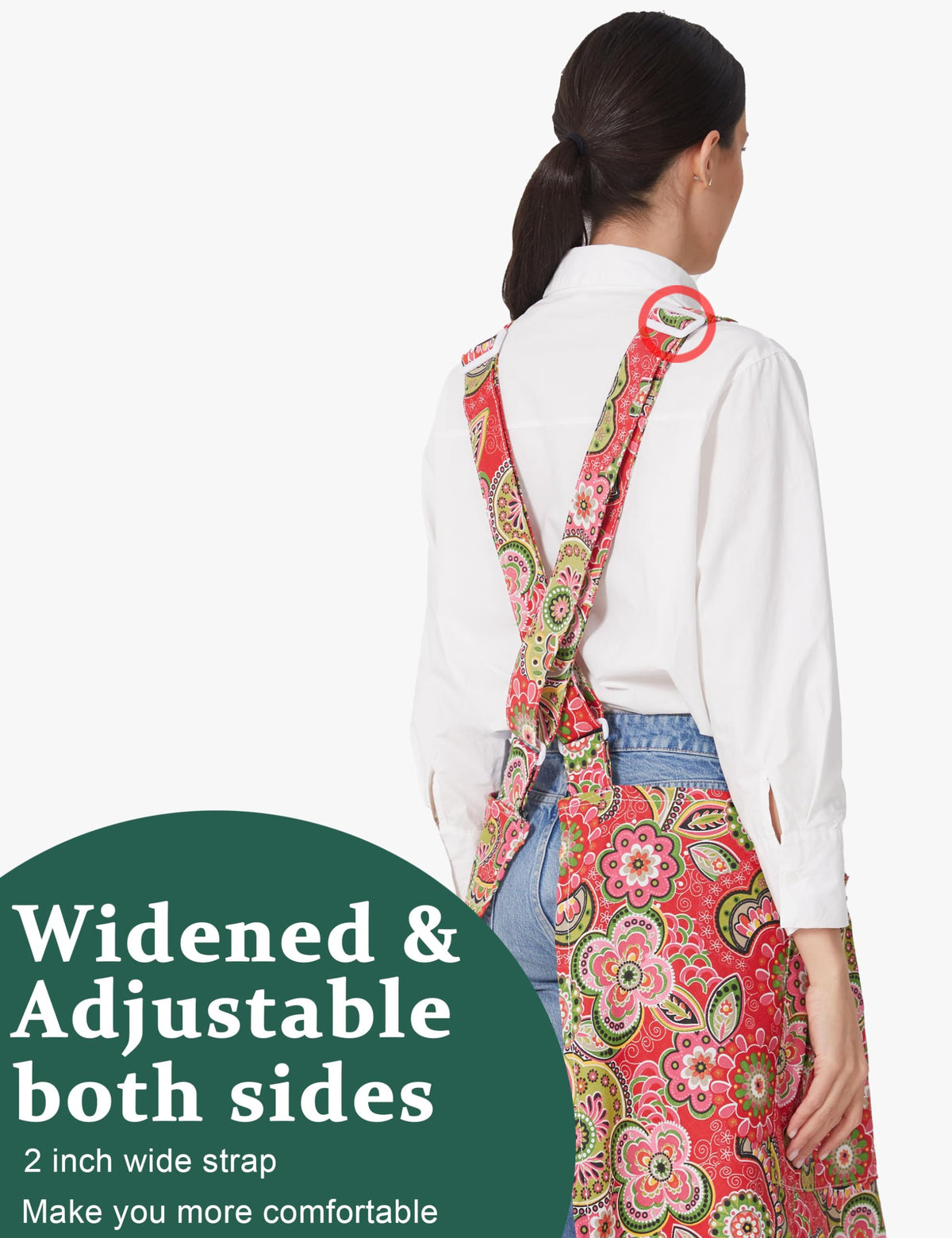 APRONNER Cozy Cross Back Apron cotton-linen close-up shows durable fabric.
