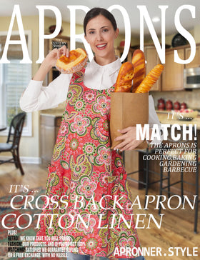 APRONNER Cozy Cross Back Apron neck strap adjustable for comfortable wear.