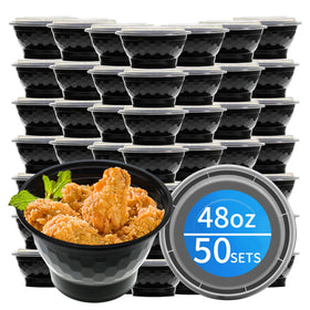 APSIC meal prep bowls with lids arranged for organized takeout and storage.