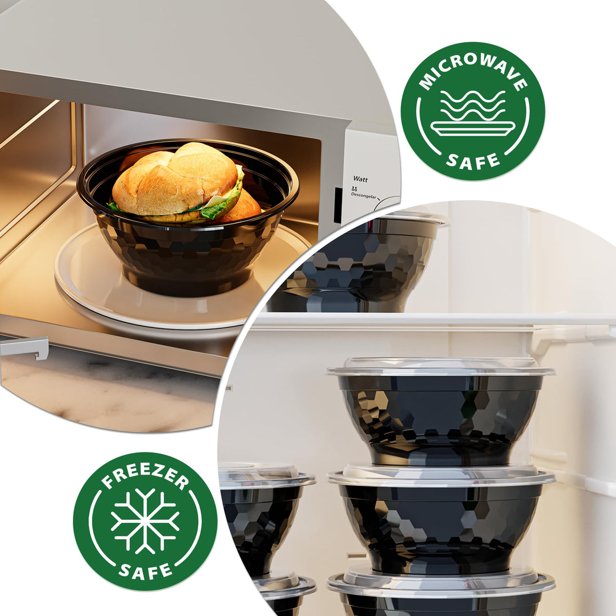 APSIC microwave, dishwasher and freezer-safe bowls for quick reheating.
