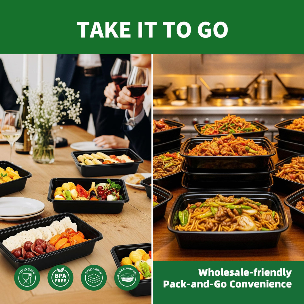 APSIC containers shown suitable for microwave reheating of meals.