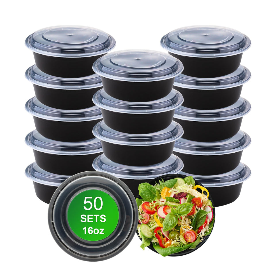 APSIC round meal prep container with stackable lids for organized storage.