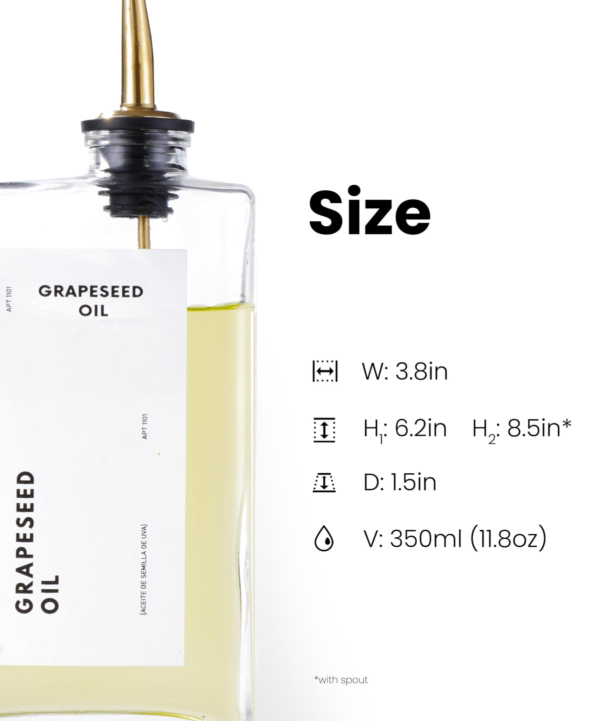APT 1101 glass oil dispenser 350ml set for versatile kitchen use
