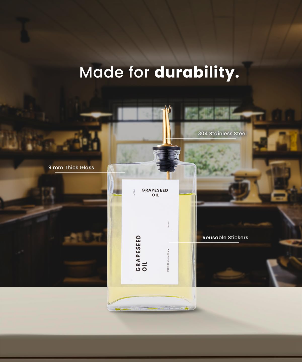 APT 1101 gold-toned kitchen accessory enhances countertop decor