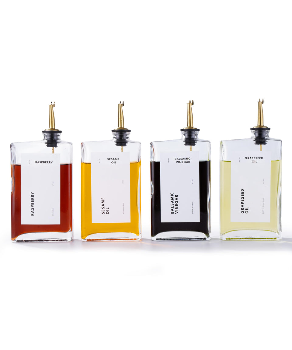 APT 1101 olive oil dispenser gold set 4 front view for precise pouring.