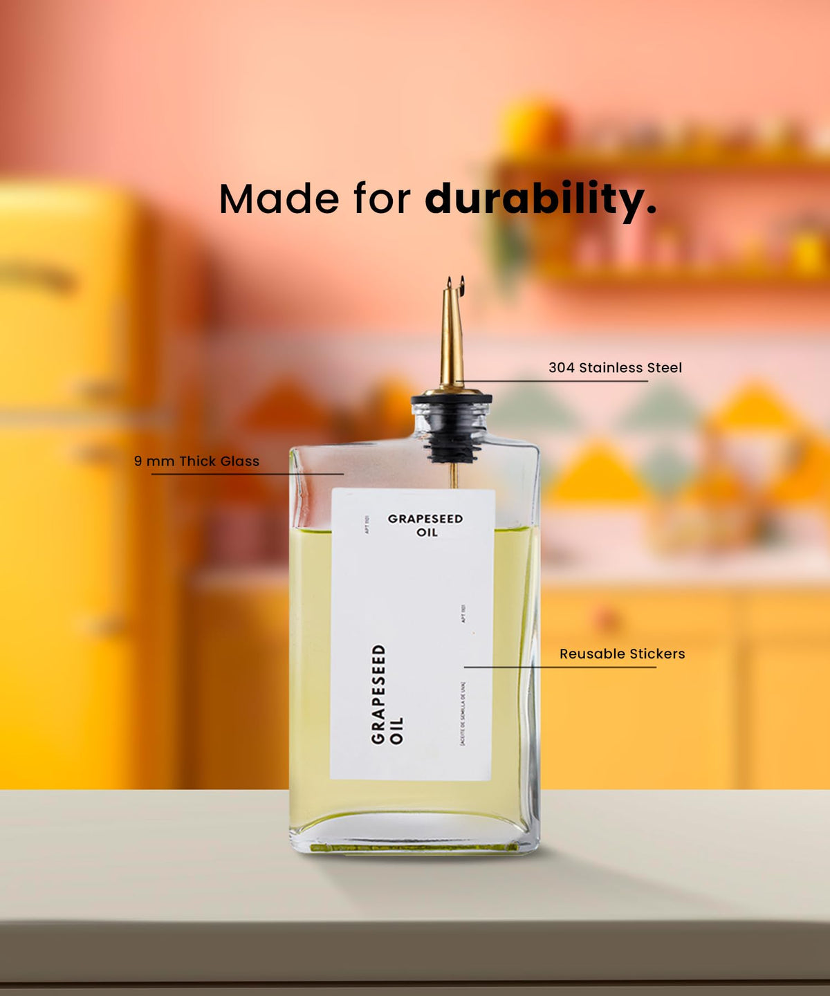 APT 1101 vinegar dispenser gold set 4 pour spout in use.