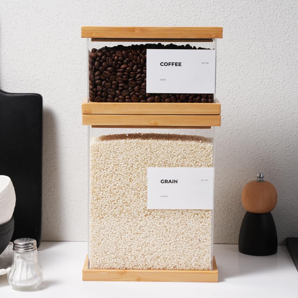 APT 1101 Bamboo Food Dispenser airtight lids promote long-lasting freshness.