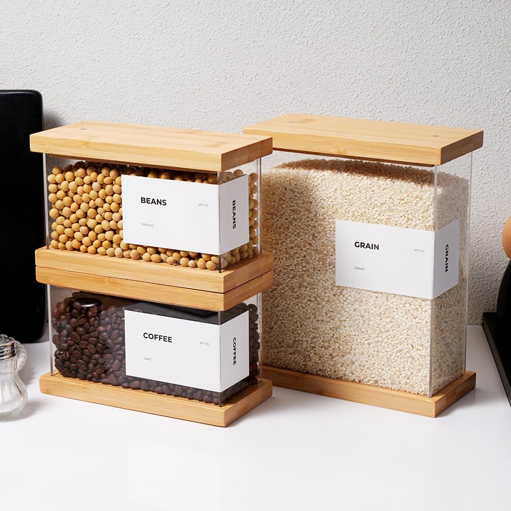 APT 1101 Bamboo Food Dispenser kitchen storage setup emphasizes compact organization.
