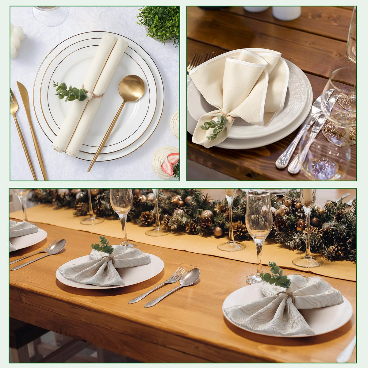 APTWOW daily-use napkin ring set with soft leaves protecting napkins