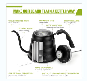 Apusu black kettle with elegant design to enhance your kitchen style