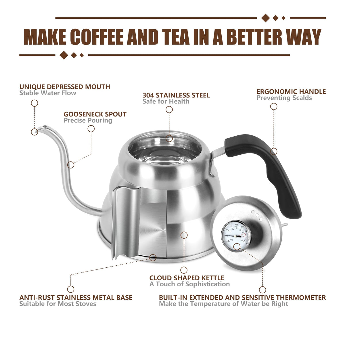 Apusu kettle features a cloud-inspired design for a stylish kitchen look.