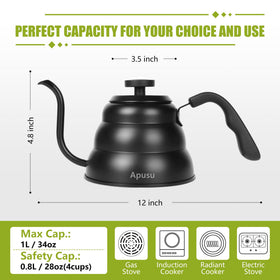 Apusu stainless steel kettle (304) for safety, durability, and rust resistance