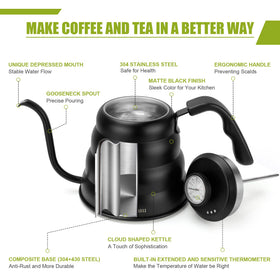 Apusu tea kettle black exterior design adds a stylish kitchen look.