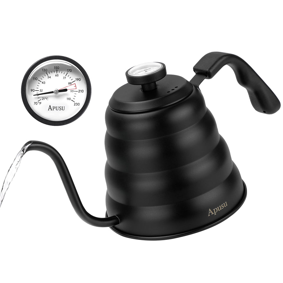 Apusu tea kettle with gooseneck spout for precise pouring and consistent extraction.