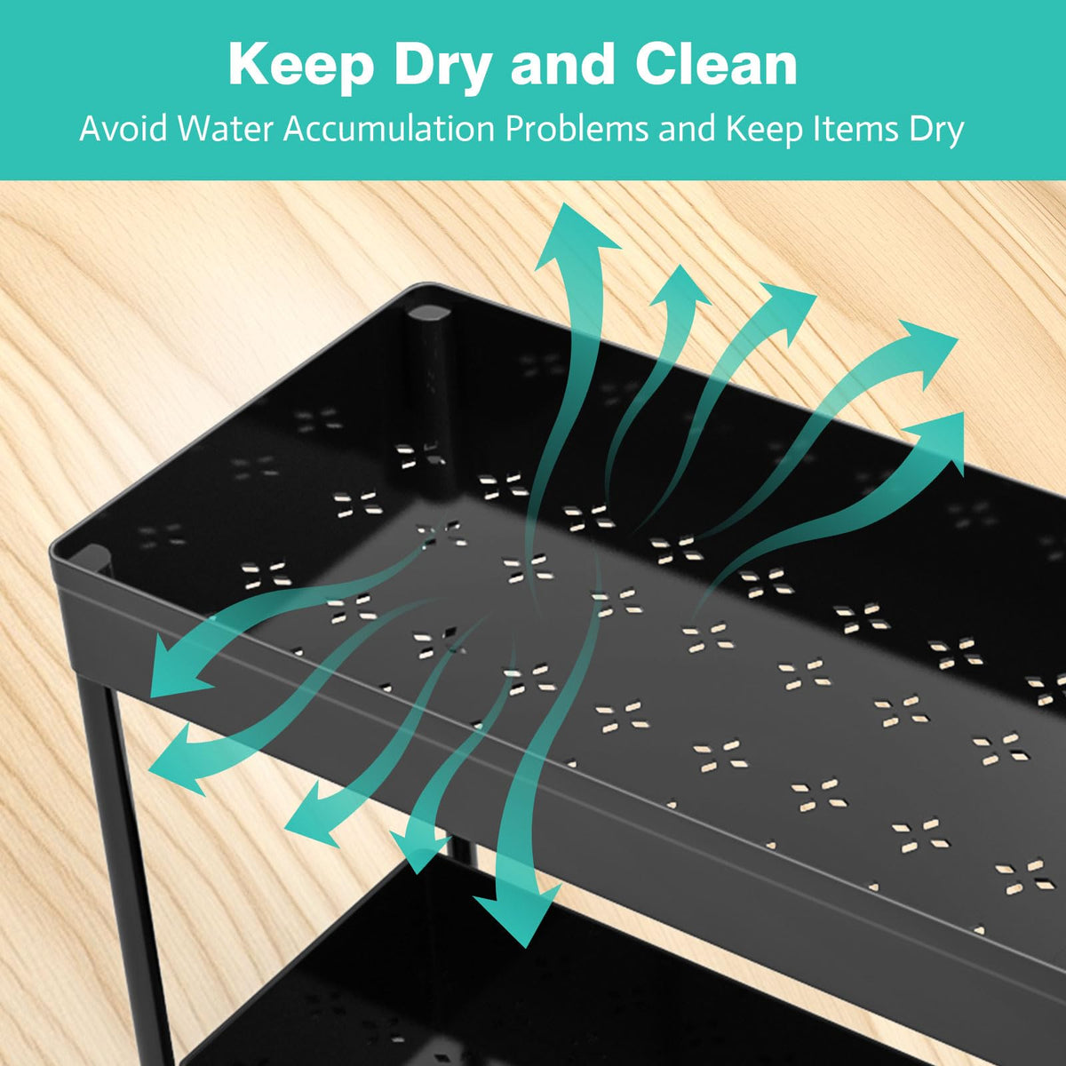 APWNRJA eight removable hooks for hanging sprays and brushes.