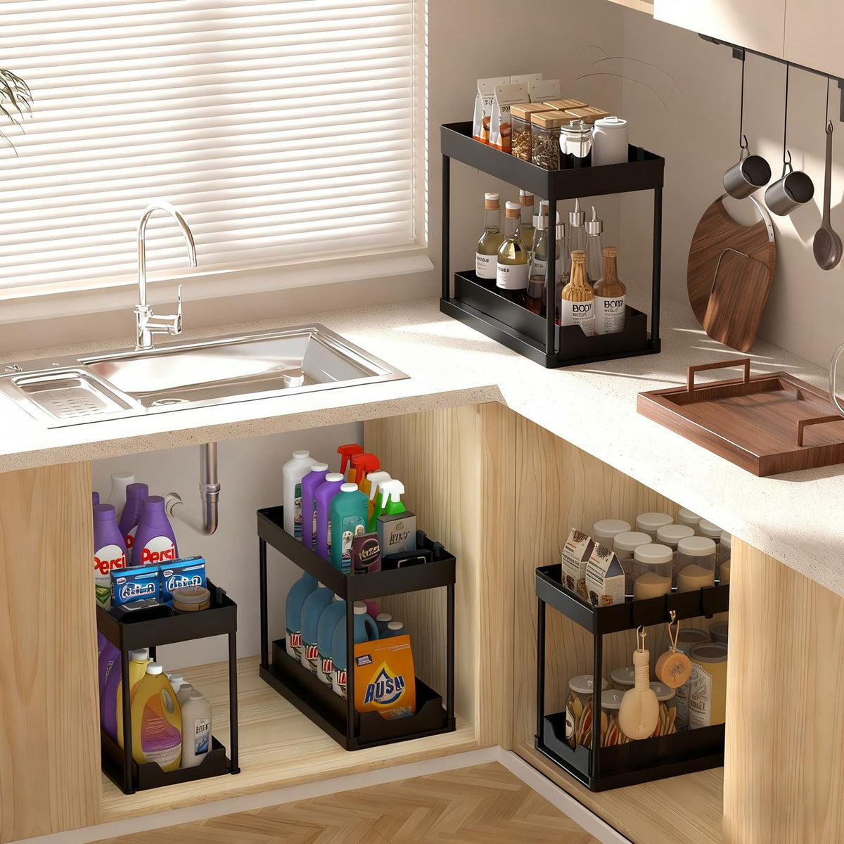 APWNRJA multi-purpose storage for kitchen and bathroom organization.