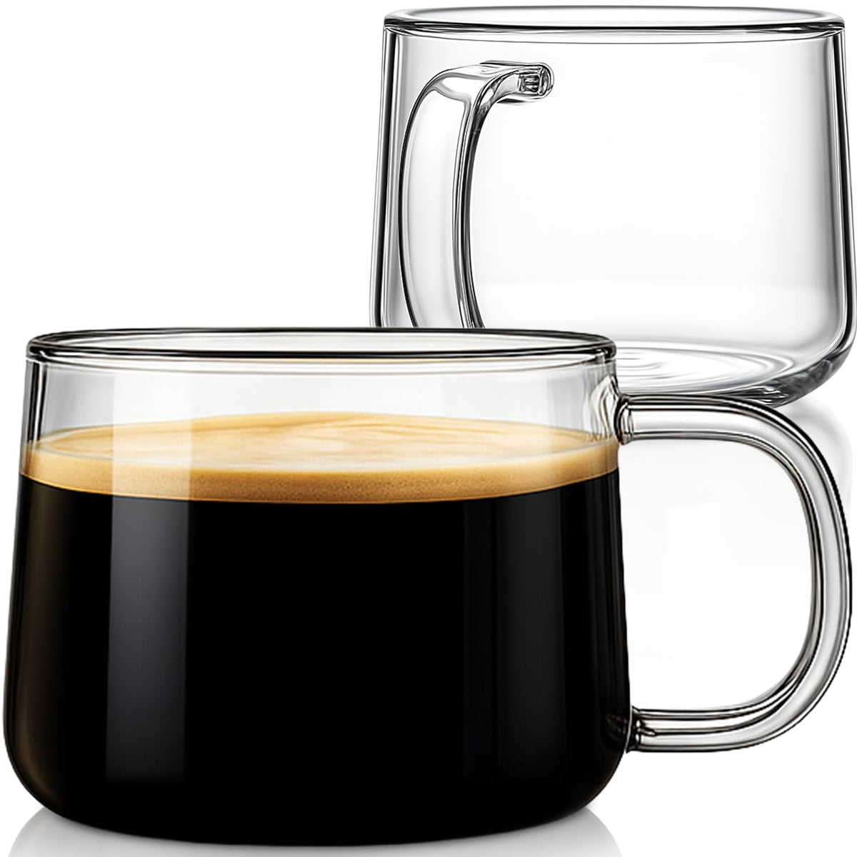 Aquach 16oz glass mug set with two handles for easy grip during coffee