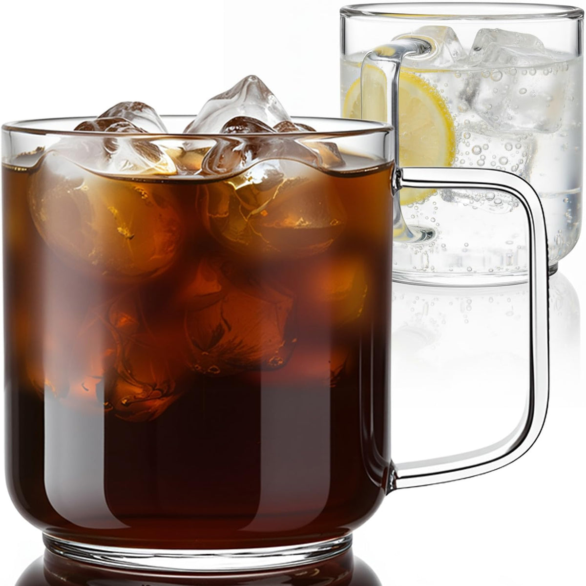Aquach 22oz large glass mug front view, ideal for water, coffee, or tea