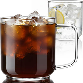 Aquach 22oz large glass mug front view, ideal for water, coffee, or tea