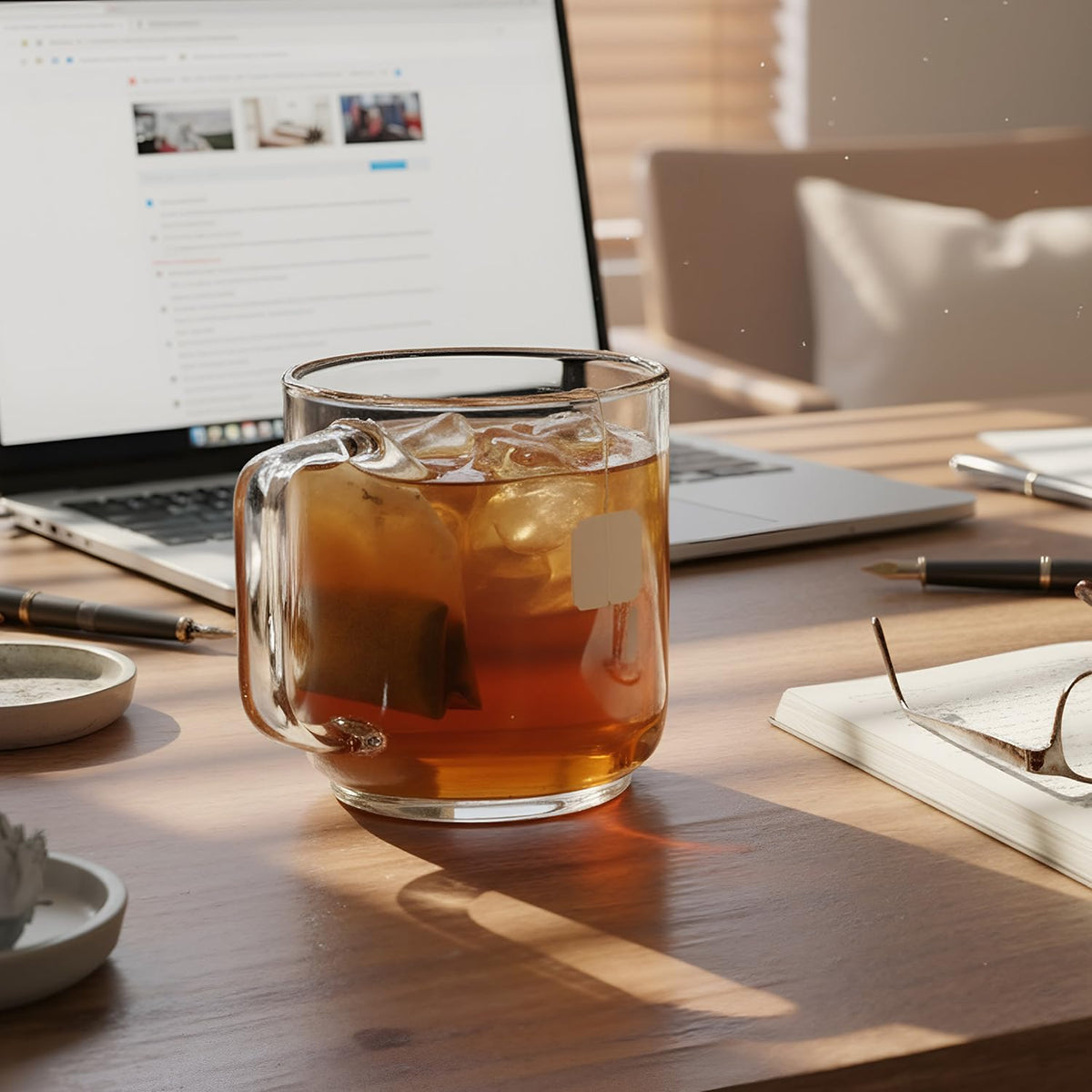 Aquach 22oz large glass mug side view with handle for easy grip