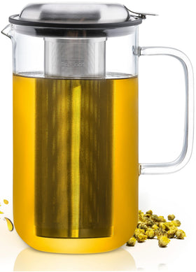 Aquach 51oz glass teapot with removable infuser for blooming tea.