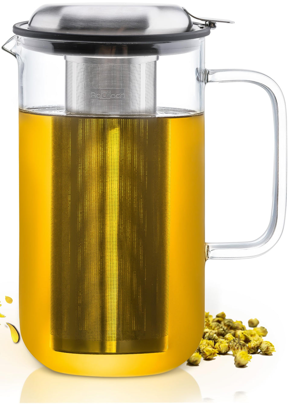 Aquach 51oz glass teapot with removable infuser for blooming tea.