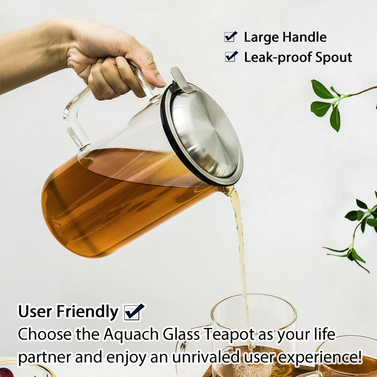 Cold brew capable teapot for refreshing iced tea.