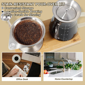 Aquach pour-over set components are dishwasher-safe for easy cleanup.
