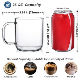Aquach glass mug 16oz hot and cold beverage ready for microwave or dishwasher.