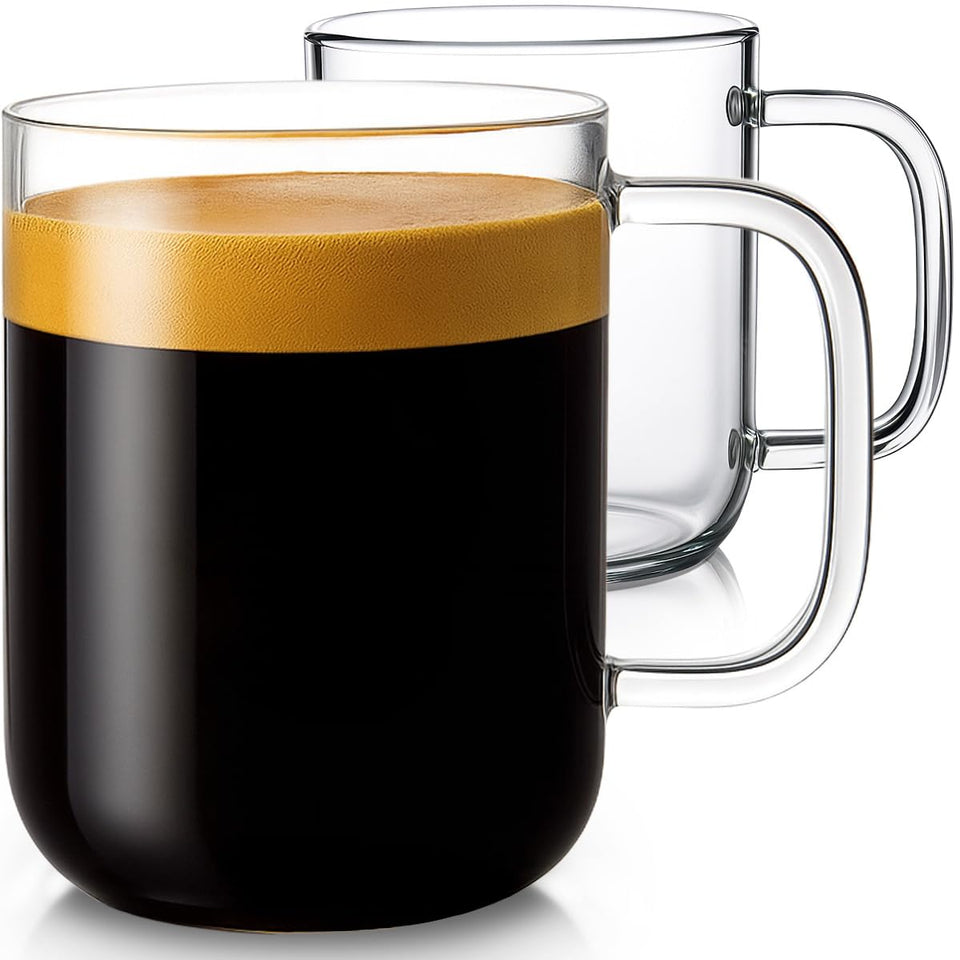 Aquach glass mug 20oz handle for a comfortable grip during hot coffee.