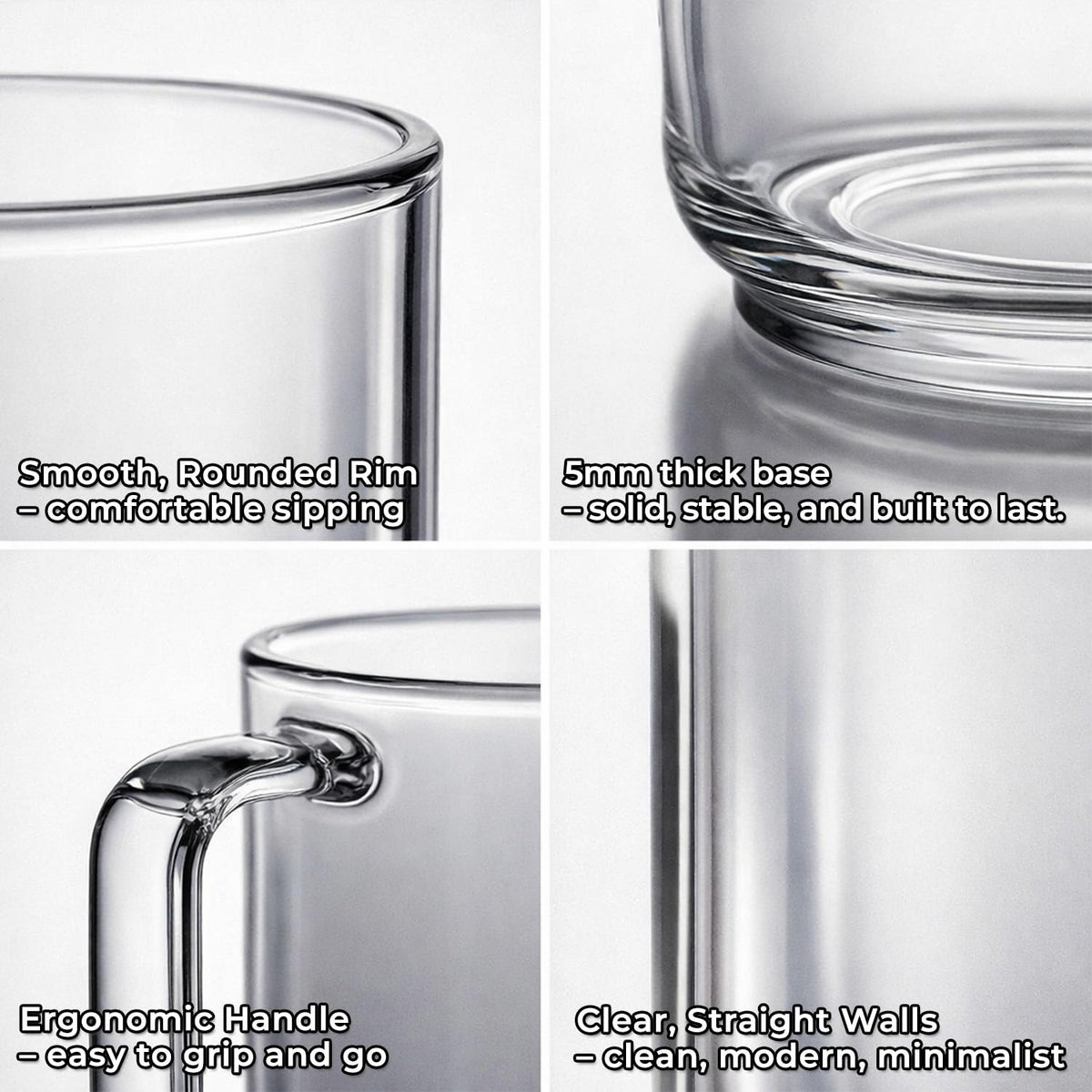 Aquach minimalist glass mug design suitable for home or office