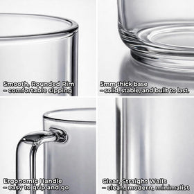 Aquach minimalist glass mug design suitable for home or office