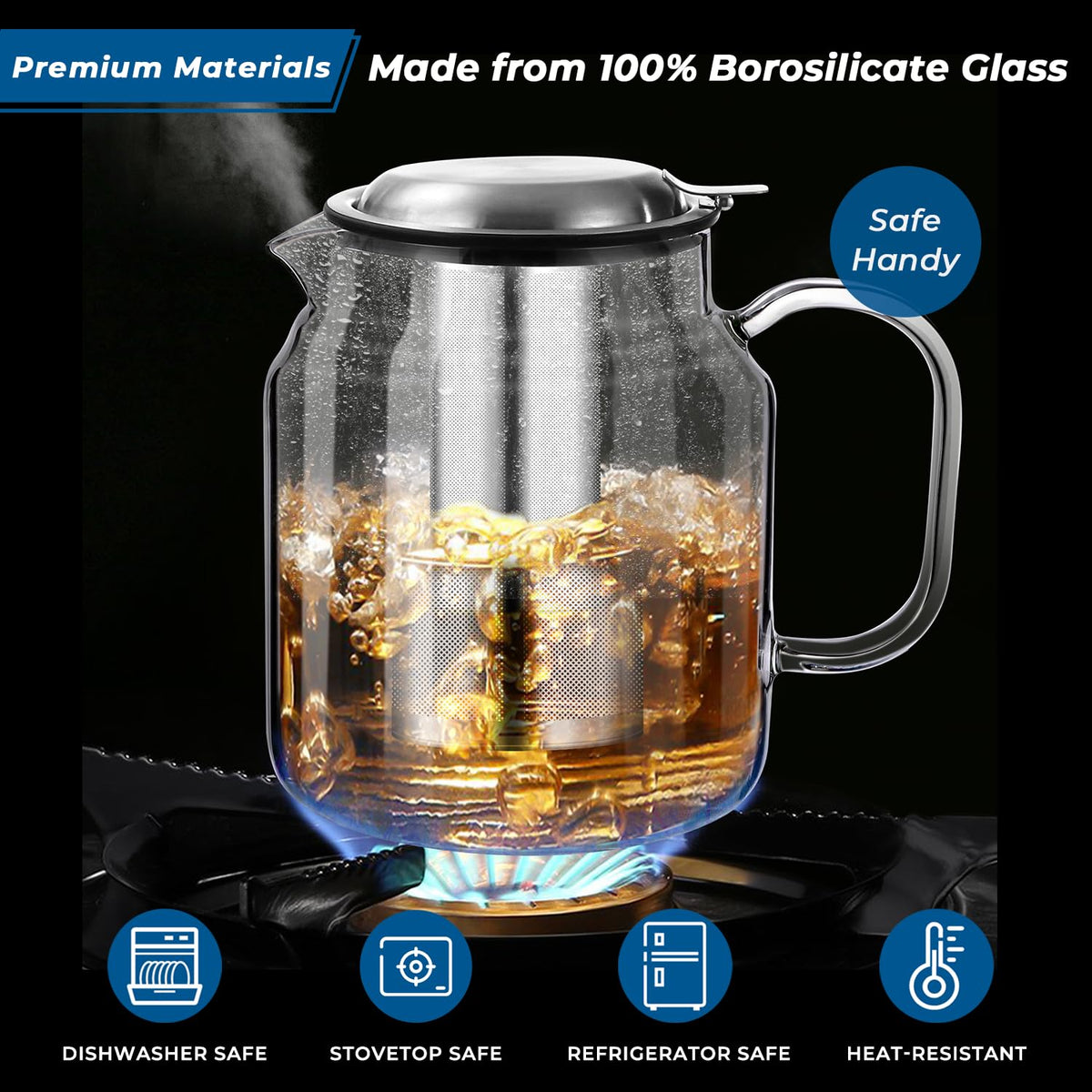 Aquach removable stainless steel infuser enables smooth, filtered tea.