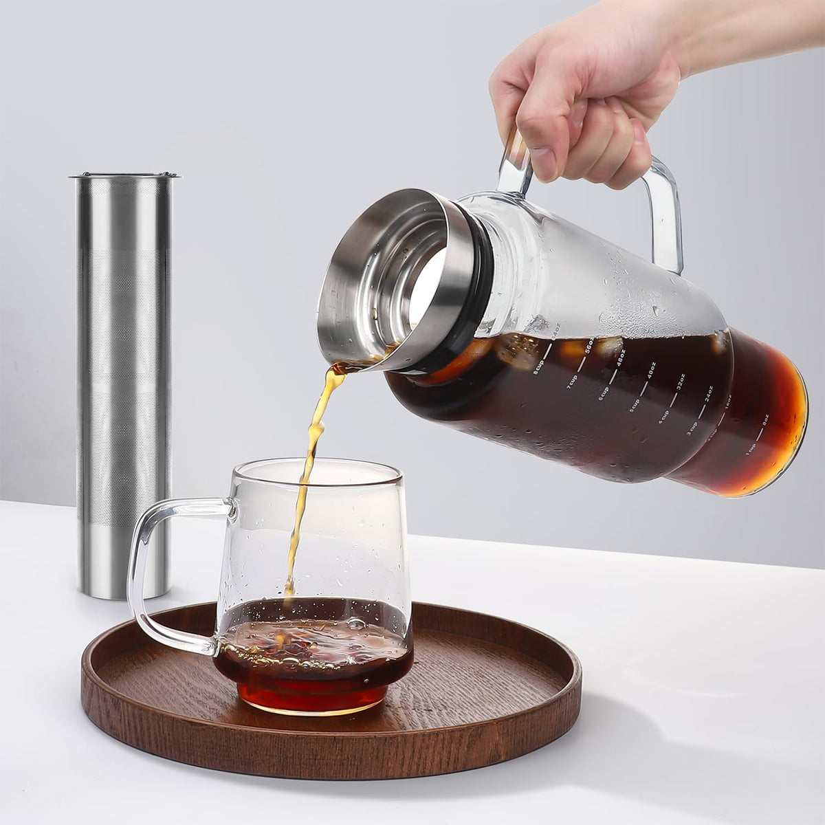 Aquach ultra-fine stainless steel filter for silky-smooth brew.