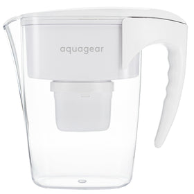 Aquagear water filter pitcher demonstrates lead removal for safer drinking water