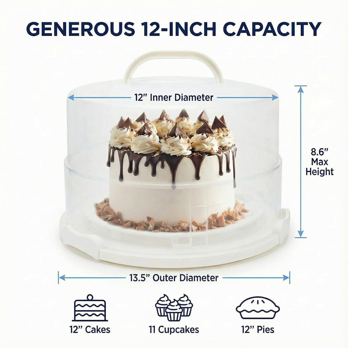 AquaLume cake carrier base with secure snaps keeping treats stable on the move