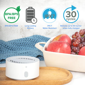 AquaPure device uses electrolysis to lift dirt from produce.