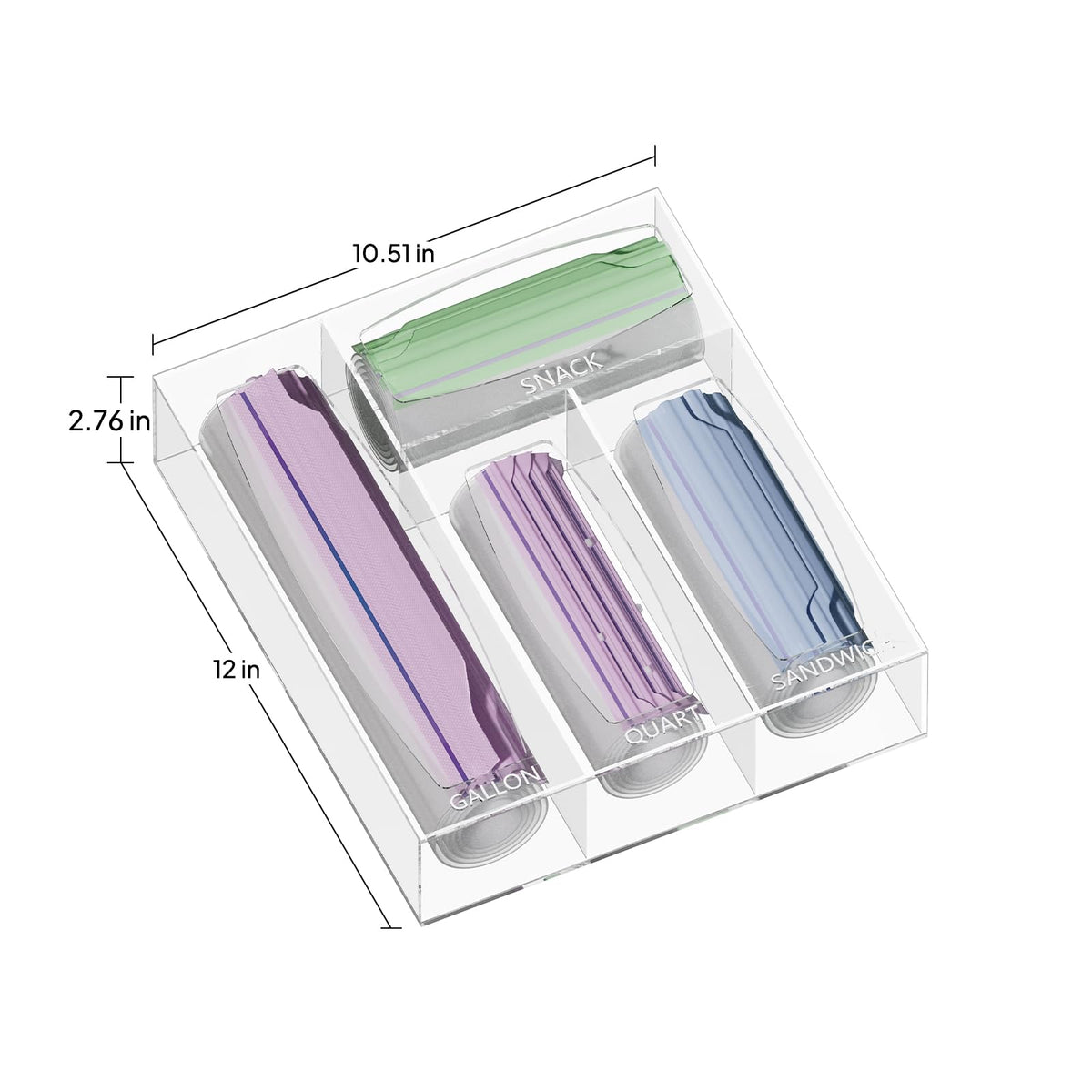 Aquiver acrylic bag storage organizer shown in a drawer improves bag handling and organization.