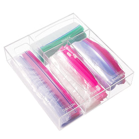 Aquiver baggie bags storage organizer in clear acrylic keeps sizes visible and accessible.