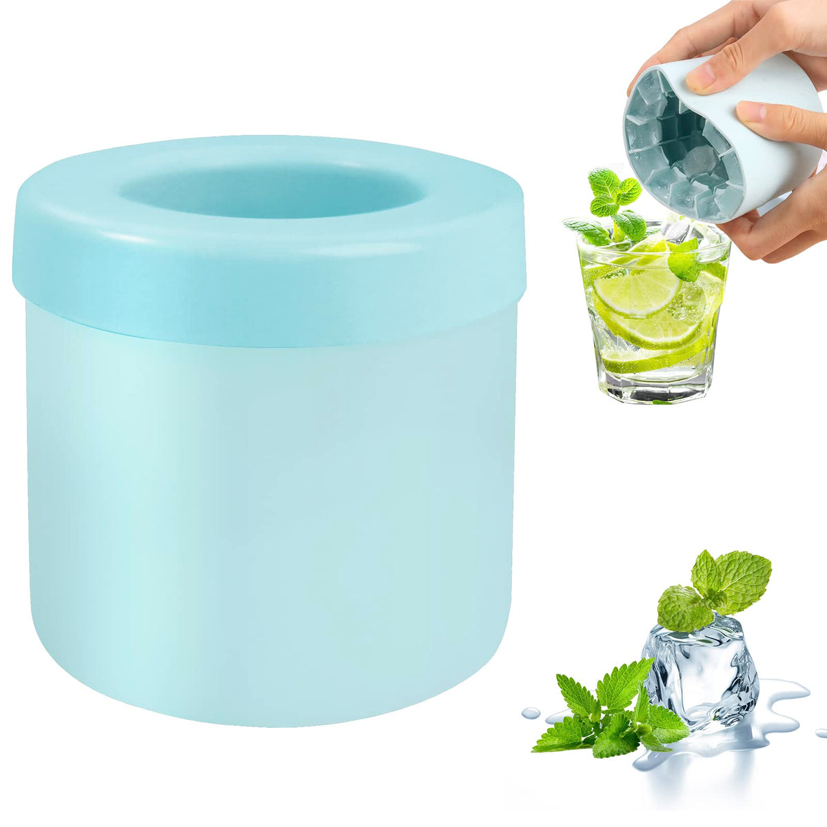 Aquzhou cylinder silicone ice cube mold for easy stacking.