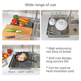 ARAINY high-load capacity roll-up rack supports heavy pots and pans.