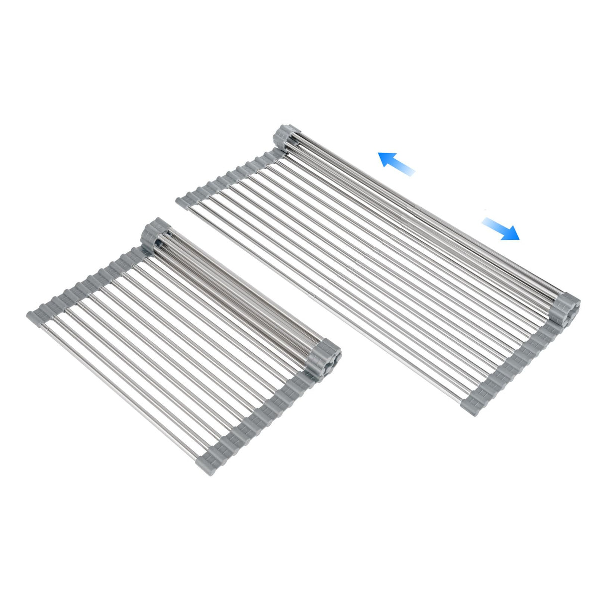 ARAINY large expandable roll-up dish rack over sink gray enhances space-saving drying.