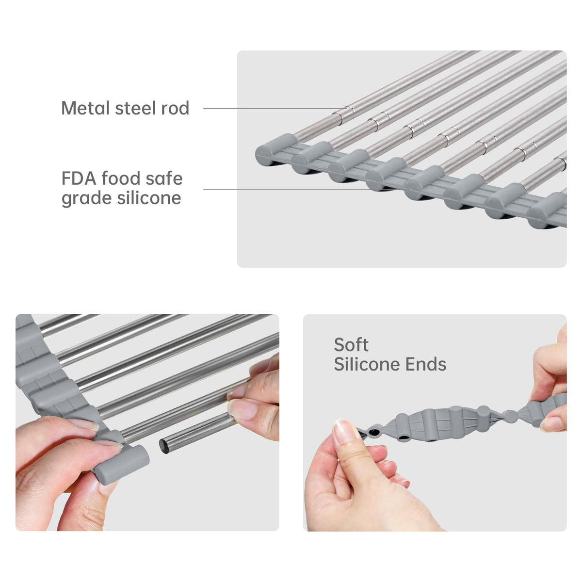 ARAINY silicone-sides rack withstands heat and cleans easily.