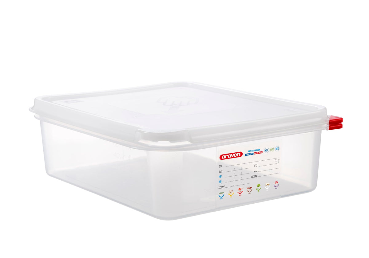 Araven airtight container with clear body, ideal for quick prep and inventory.