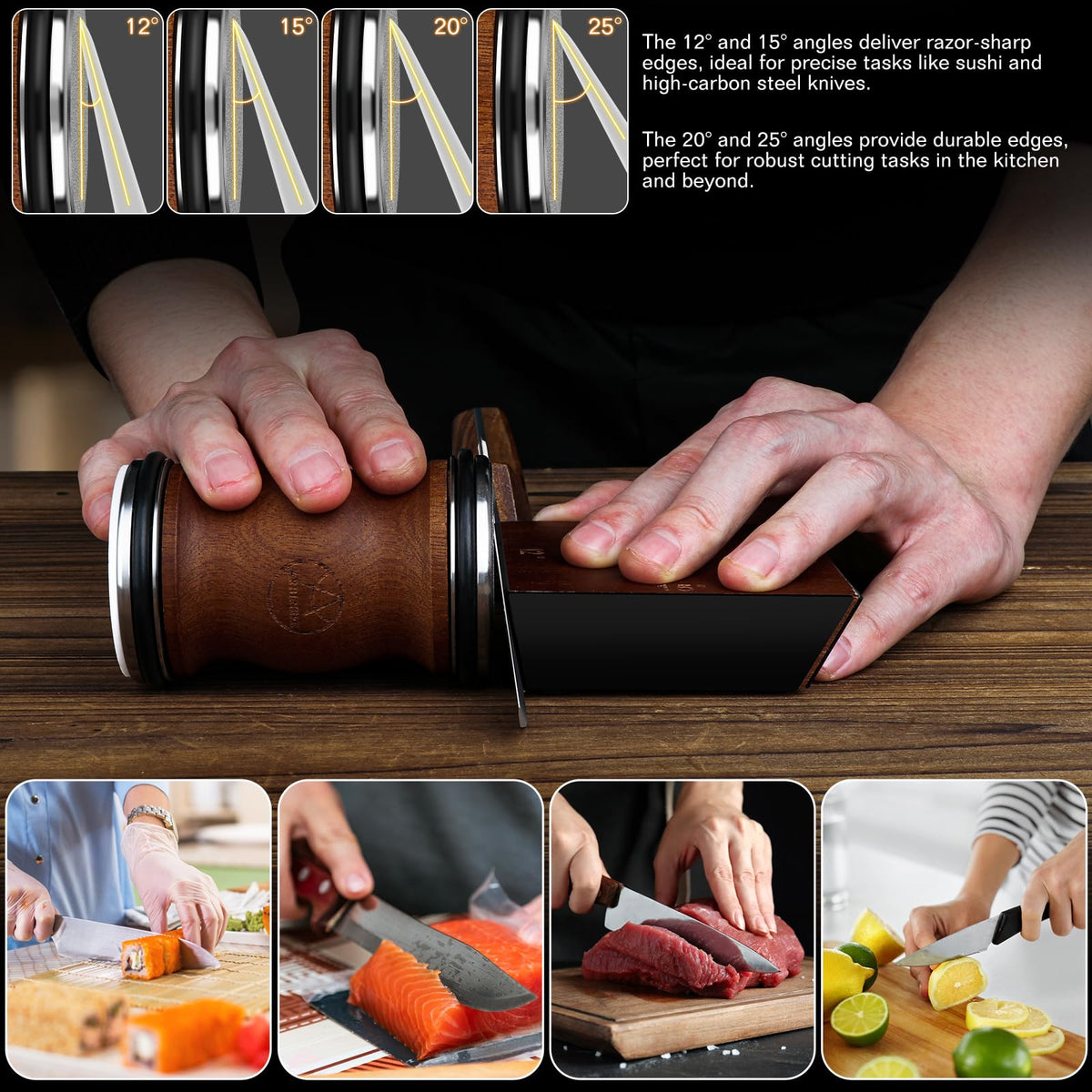 Arbenefe rolling knife sharpener base at 15° for delicate blade edges