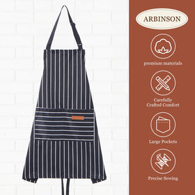 Large knee-covering bib apron from ARBINSON for full protection while cooking.