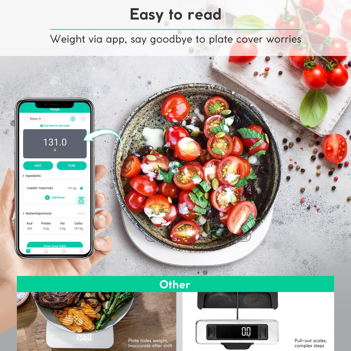 Arboleaf scale LED backlit display for easy nutrient check during cooking