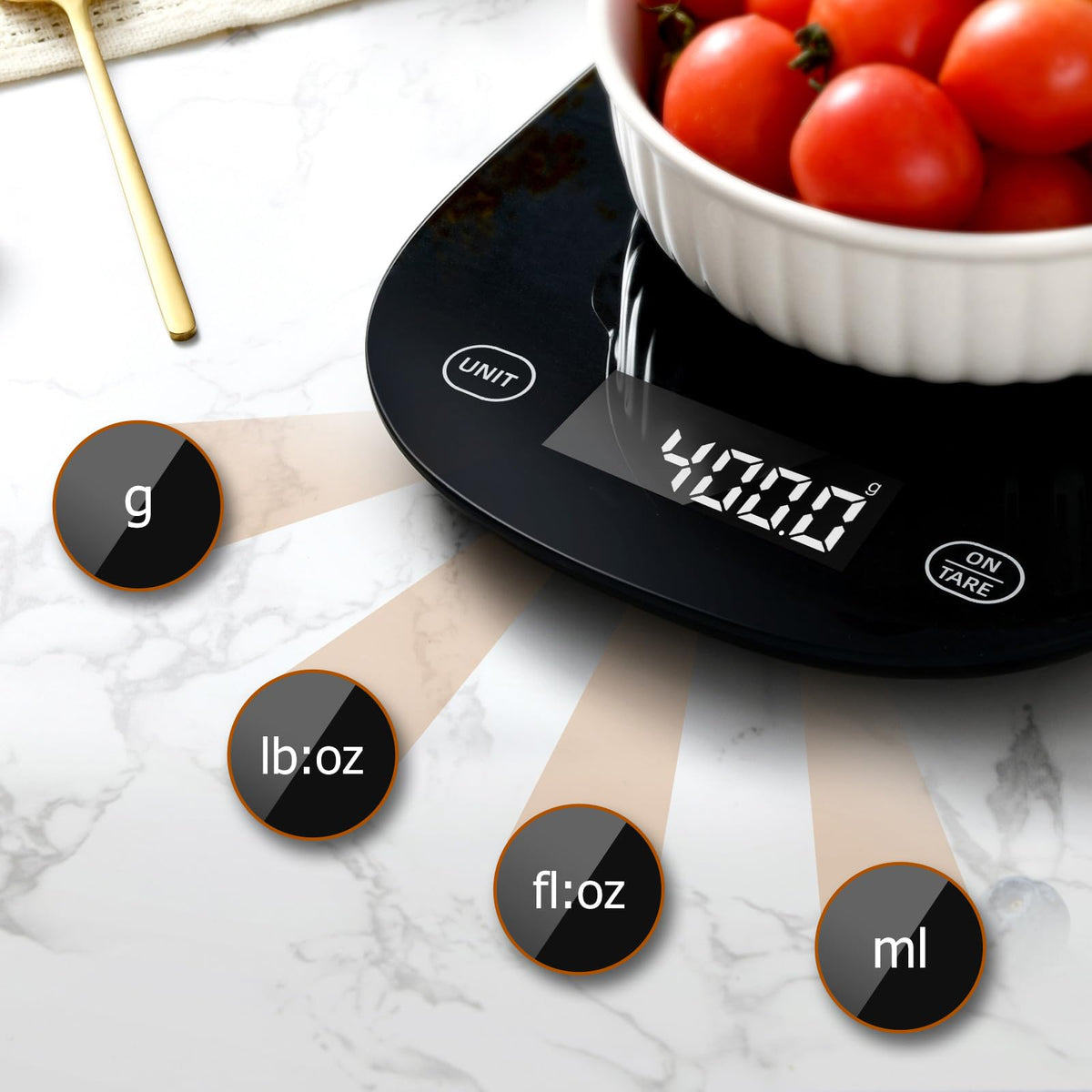 Arboleaf smart food scale Bluetooth icon connects the app for tracking