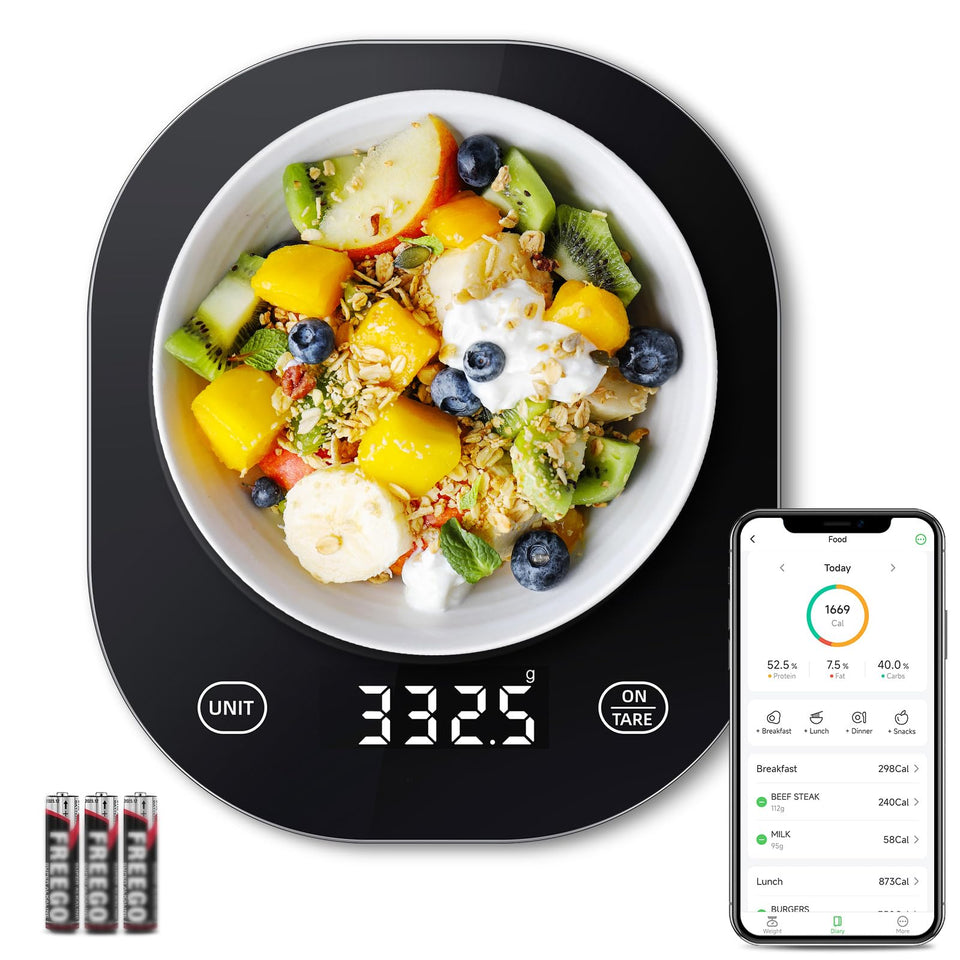 Arboleaf smart food scale digital display shows precise weight for easy reading