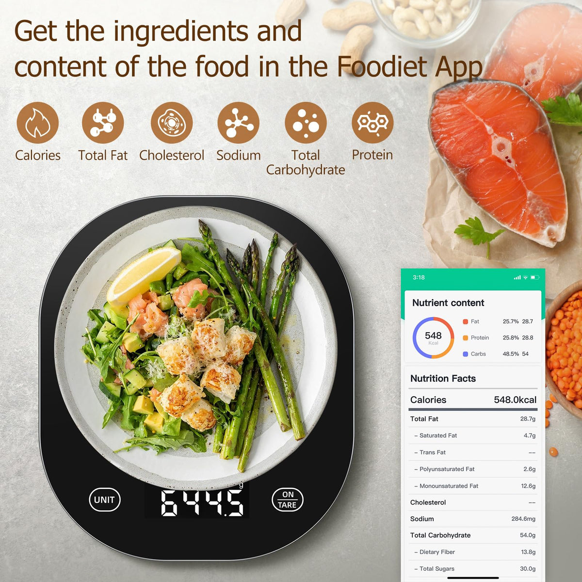 Arboleaf smart food scale nutrition database helps track nutrients beyond calories